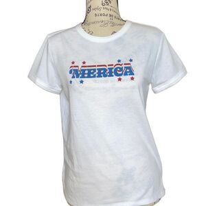 LuLaRoe Size 12 Kids Parker Tee • White • Short Sleeve • “ ‘Merica” •NWT•Unisex